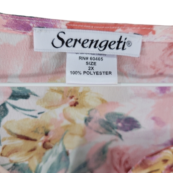 Serengeti 2X Top Blouse Womens Floral Tunic Pullover EUC - Picture 4 of 7